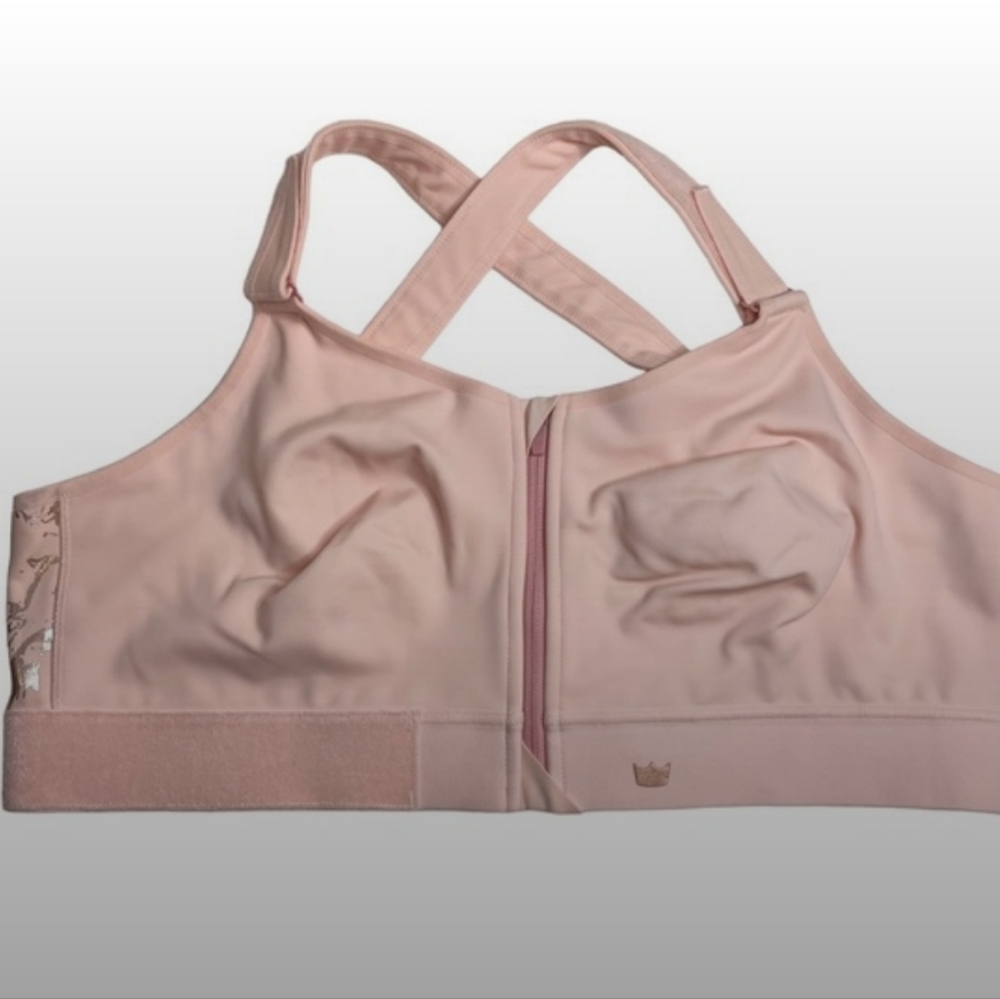 SHEFIT Flex Sports Bra Blush Pink Metallic Print Medium Impact 4Luxe 4XL
